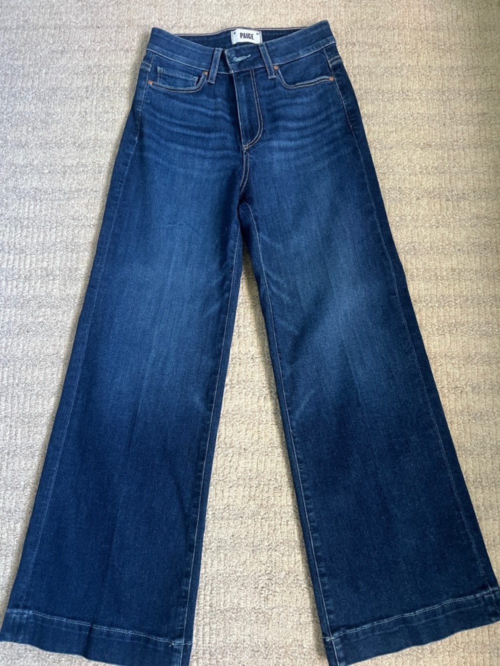 PAIGE Dark Indigo Wide-Leg Jeans